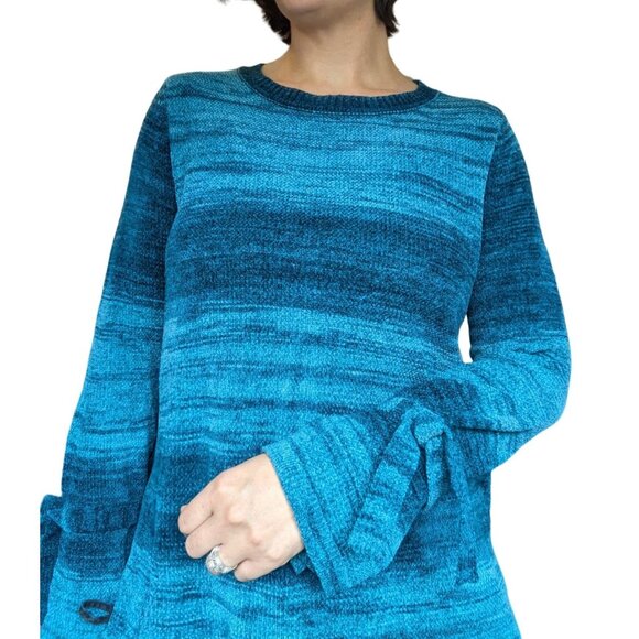 NWT St. John's Bay Teal Blue Bell Sleeve Sweater Large - Picture 7 of 9